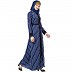 Layered striped abaya- Navy Blue Layered striped abaya- Navy Blue